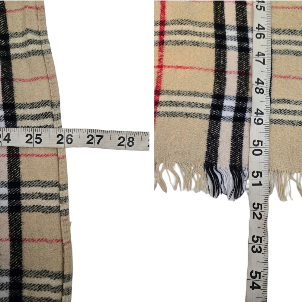 Burberry Tan Plaid/Check Short Frayed Edge Heritage Camel Scarf - Picture 10 of 12